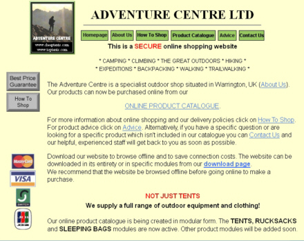 A screenshot of the CheapTents homepage from 2001